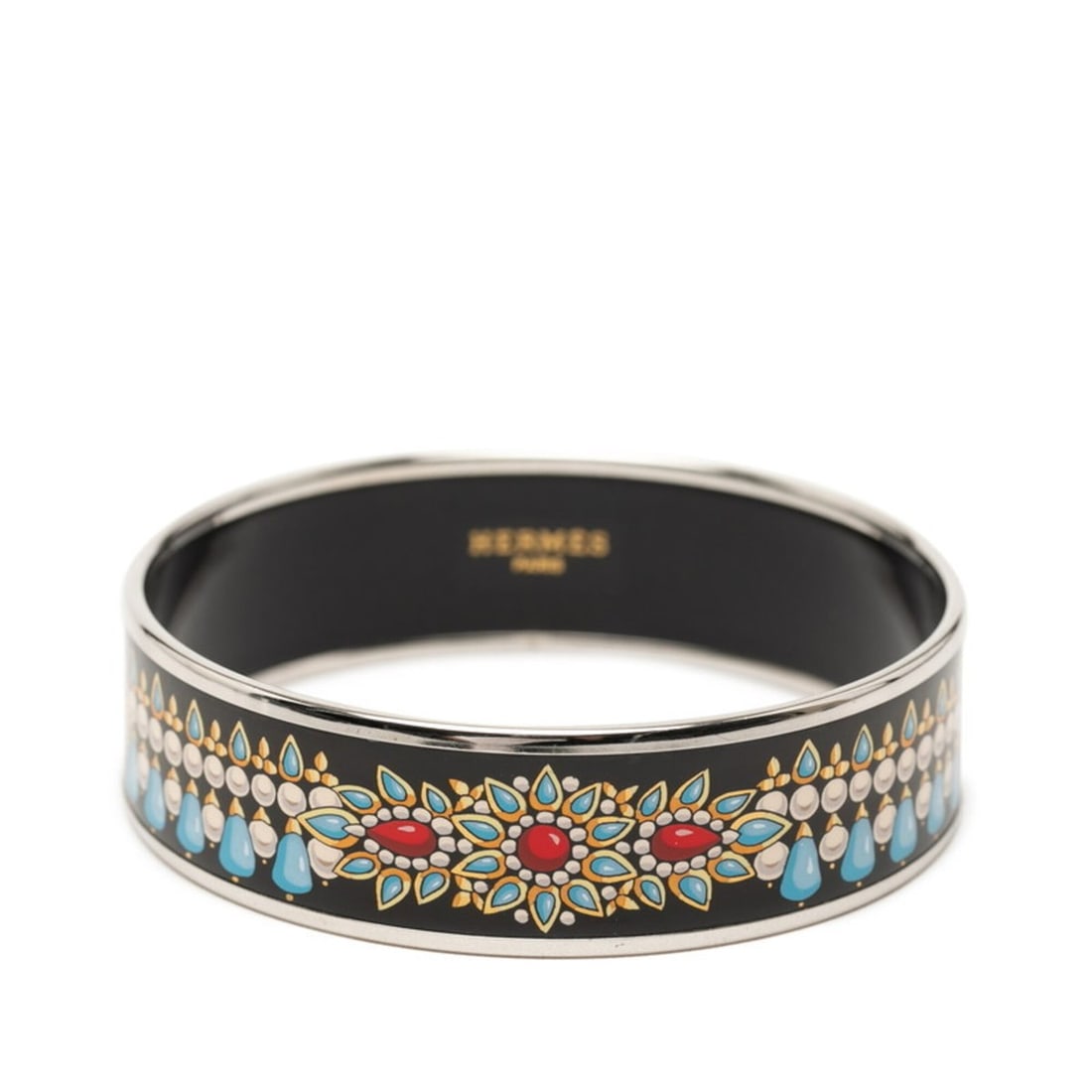 Hermes Enamel GM Cloisonné Bangle, Black Metal, Women's: --- Catalog ---Category: SizeWidth: 2cm / 0.78''Length: 20cm / 7.87''Total Length: 22.5cm / 8.85''Category: DesignType: BangleColor: BlackGender: WomenMaterial: Cloisonné/enamel, MetalCategory: Gener