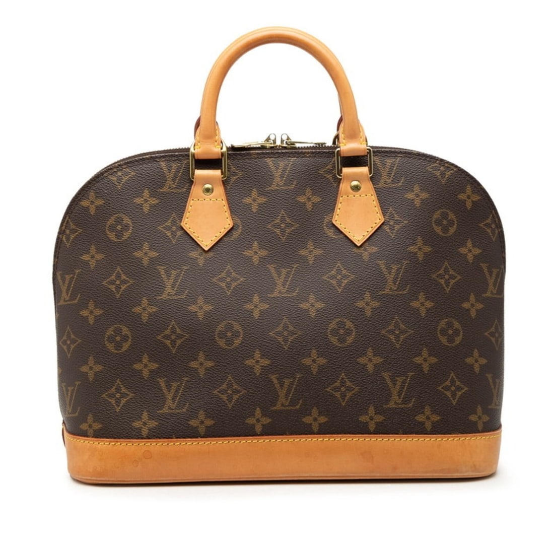 Louis Vuitton Monogram Alma PM (older model) handbag, M51130, brown leather, women's.: --- Catalog ---Category: SizeHandle Drop: 9.00cm / 3.54''Size (HxWxD): 24cm x 32cm x 17cm / 9.44'' x 12.59'' x 6.69''Category: DesignType: HandbagColor: BrownGender: WomenClosure: ZipperMaterial: PVC 