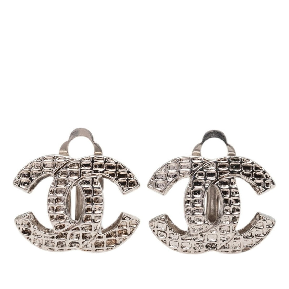 Chanel Coco Mark Braided Motif Earrings 00A Silver Metal Women's CHANEL (1 of 12)
