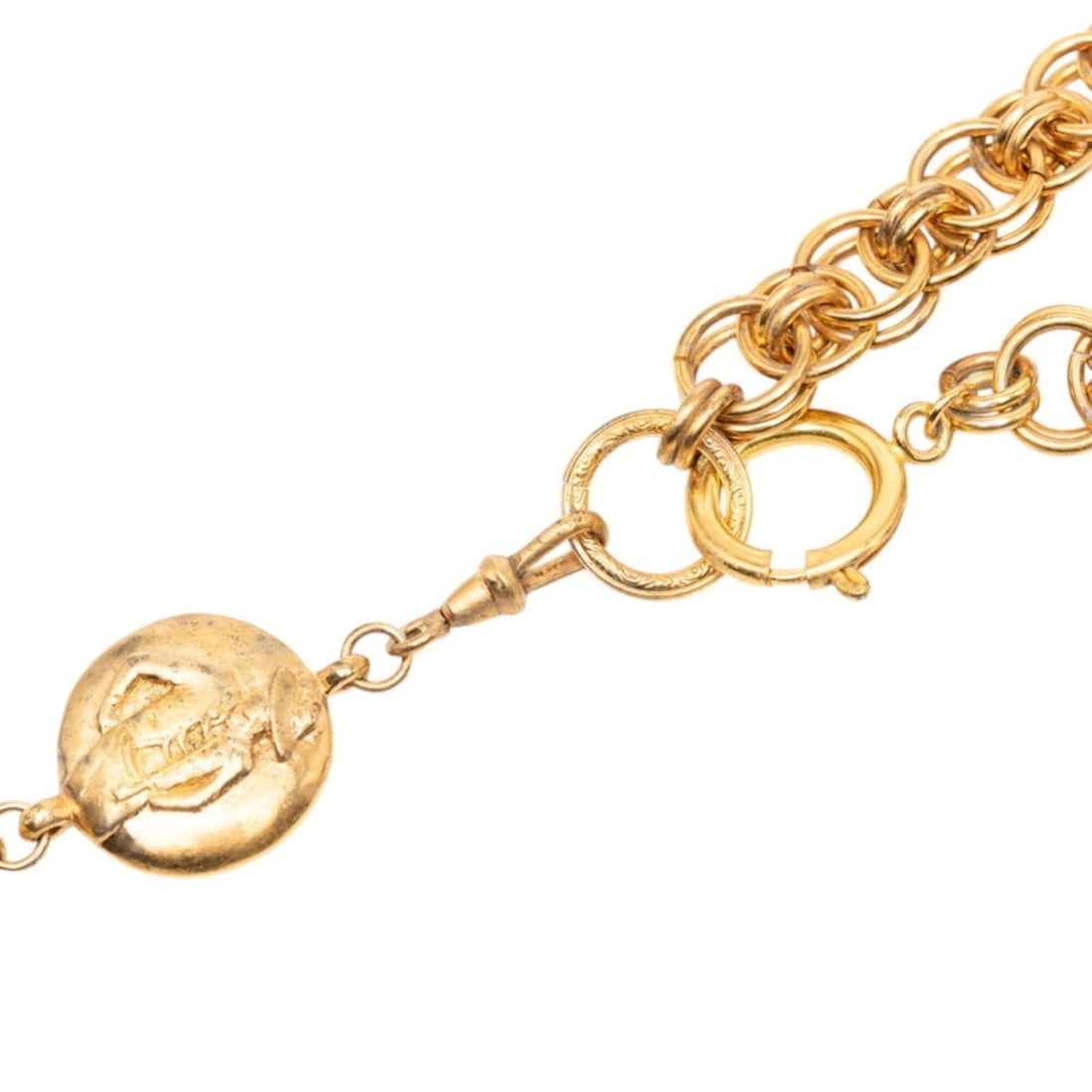 Chanel Mademoiselle Vintage Chain Pendant Necklace, Gold Plated, Women's.: --- Catalog ---Category: SizePendant Size: 7.5mm x 2.1mm / 0.29'' x 0.08''Neck Circumference: 50 cm / 19.68''Category: DesignColor: GoldGender: WomenNecklace Type: NecklaceCategory: GeneralBrand: Chan