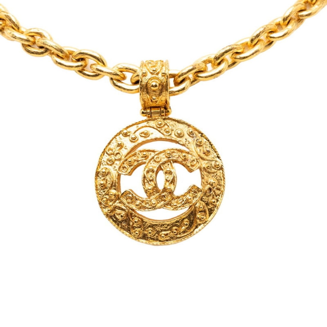 Chanel Coco Mark Vintage Chain Pendant Necklace 94A Gold Plated Women's CHANEL (1 of 13)