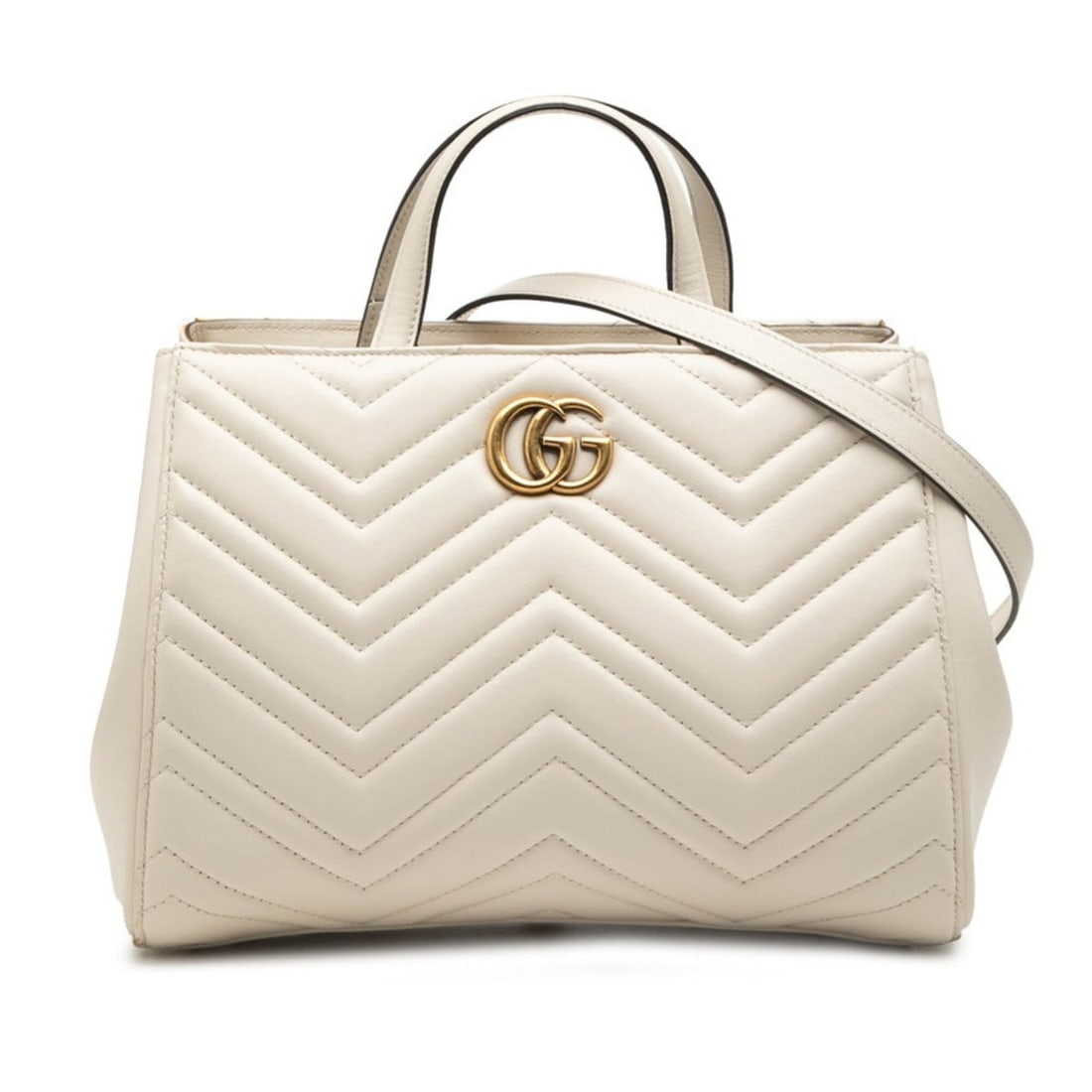 Gucci GG Marmont Handbag Shoulder Bag 2WAY 448054 White Leather Women's GUCCI: --- Catalog ---Category: SizeSize (HxWxD): 19cm x 26cm x 13.5cm / 7.48'' x 10.23'' x 5.31''Category: DesignType: Handbag, Shoulder bagColor: WhiteGender: WomenMaterial: Leather Category: GeneralMPN: 4