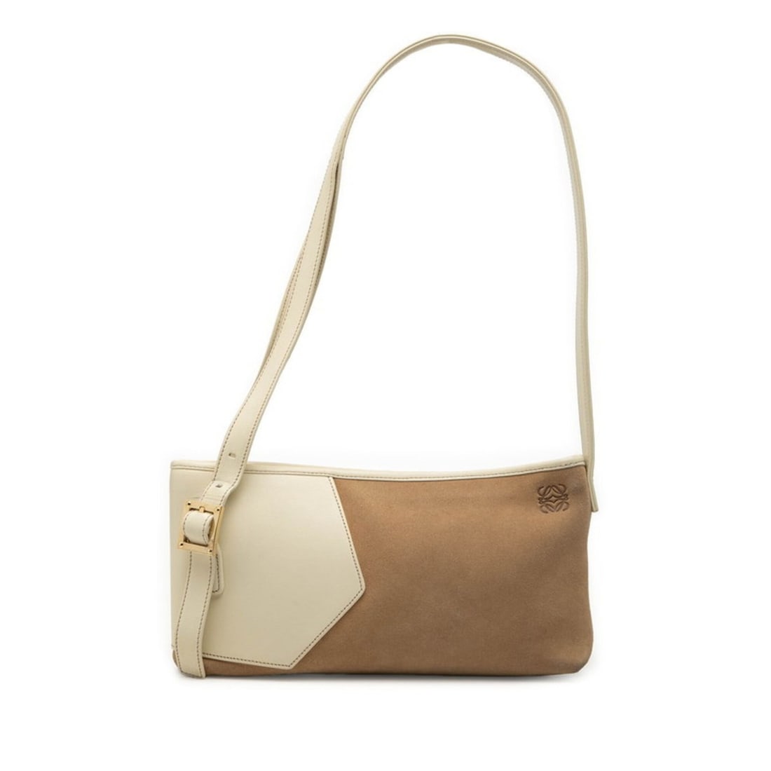 Loewe Anagram Shoulder Bag, One-Shoulder, Beige/White Suede Leather, Women's LOEWE: --- Catalog ---Category: SizeSize (HxWxD): 14cm x 29cm x 4cm / 5.51'' x 11.41'' x 1.57''Category: DesignType: Shoulder bagColor: Beige, WhiteGender: WomenMaterial: Leather Leather/Fur Type: Suede leat
