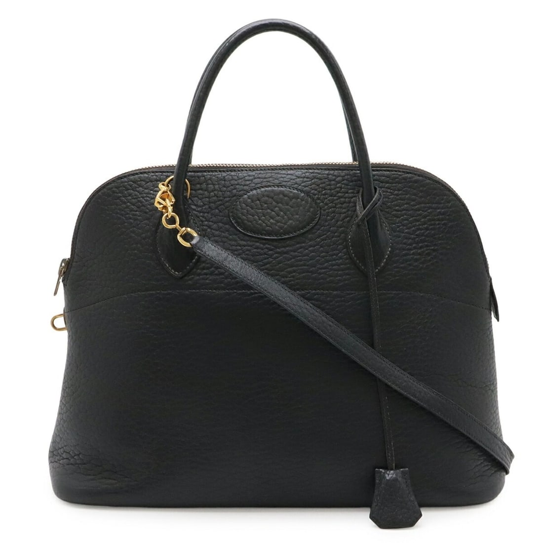 HERMES Bolide 35 Handbag Shoulder Bag Fjord Black ?T Stamp: --- Catalog ---Category: SizeWeight: 820g / 1.8lb.Size (HxWxD): 26cm x 35cm x 14cm / 10.23'' x 13.77'' x 5.51''Strap Length: 84.5cm / 33.26''Category: DesignType: Handbag, Shoulder bagColor: BlackGend
