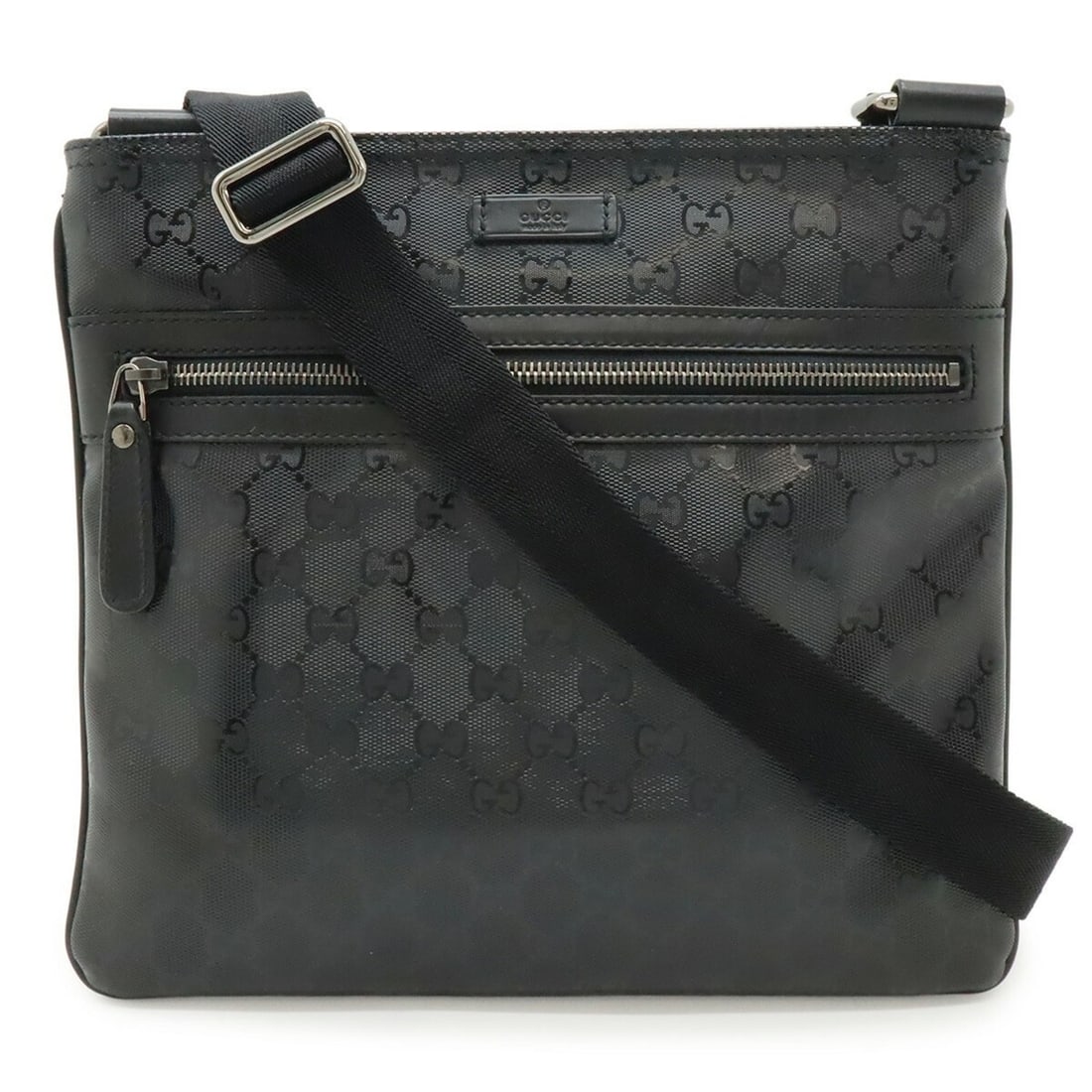 GUCCI GG Imprime Shoulder Bag, Leather, Black, 295257: --- Catalog ---Category: SizeWeight: 450g / 15.87oz.Size (HxWxD): 25.5cm x 28cm / 10.03'' x 11.02''Strap Length: 134cm / 52.75''Category: DesignType: Shoulder bagColor: BlackGender: Men,WomenMaterial: