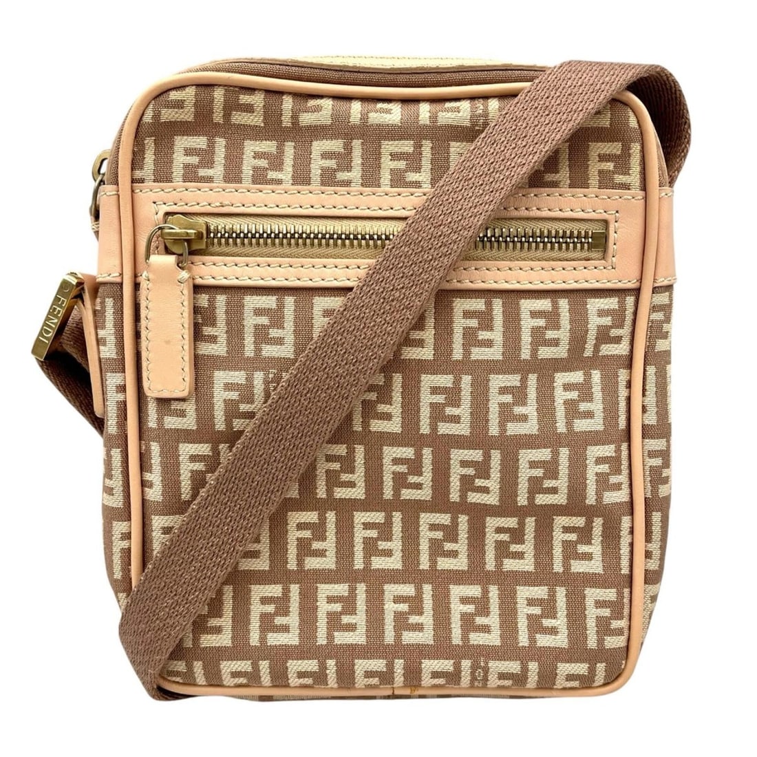 Fendi FENDI Shoulder Bag, Zucca Pattern, Canvas, Pink Beige, Women's (1 of 20)