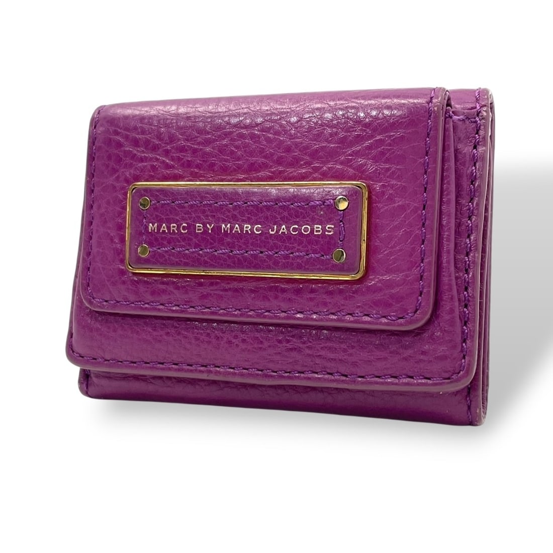 Marc by Marc Jacobs Marc by Jacobs Tri-fold Leather Wallet, Purple, Compact Gold Hardware, Women's, (1 of 18)