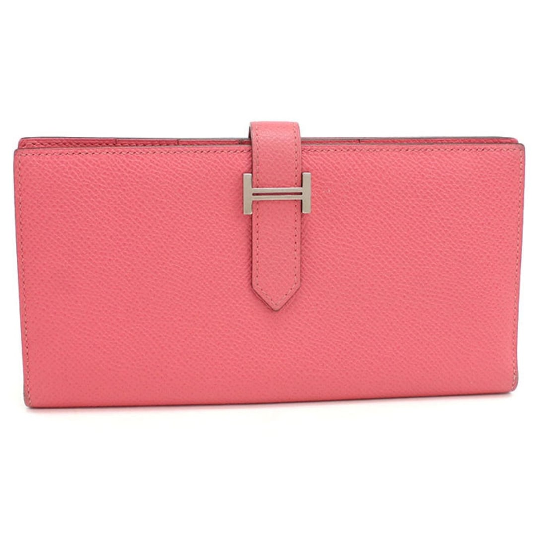 HERMES Bearn Soufflé Bi-fold Long Wallet, A Stamp, Women's, Pink (1 of 13)