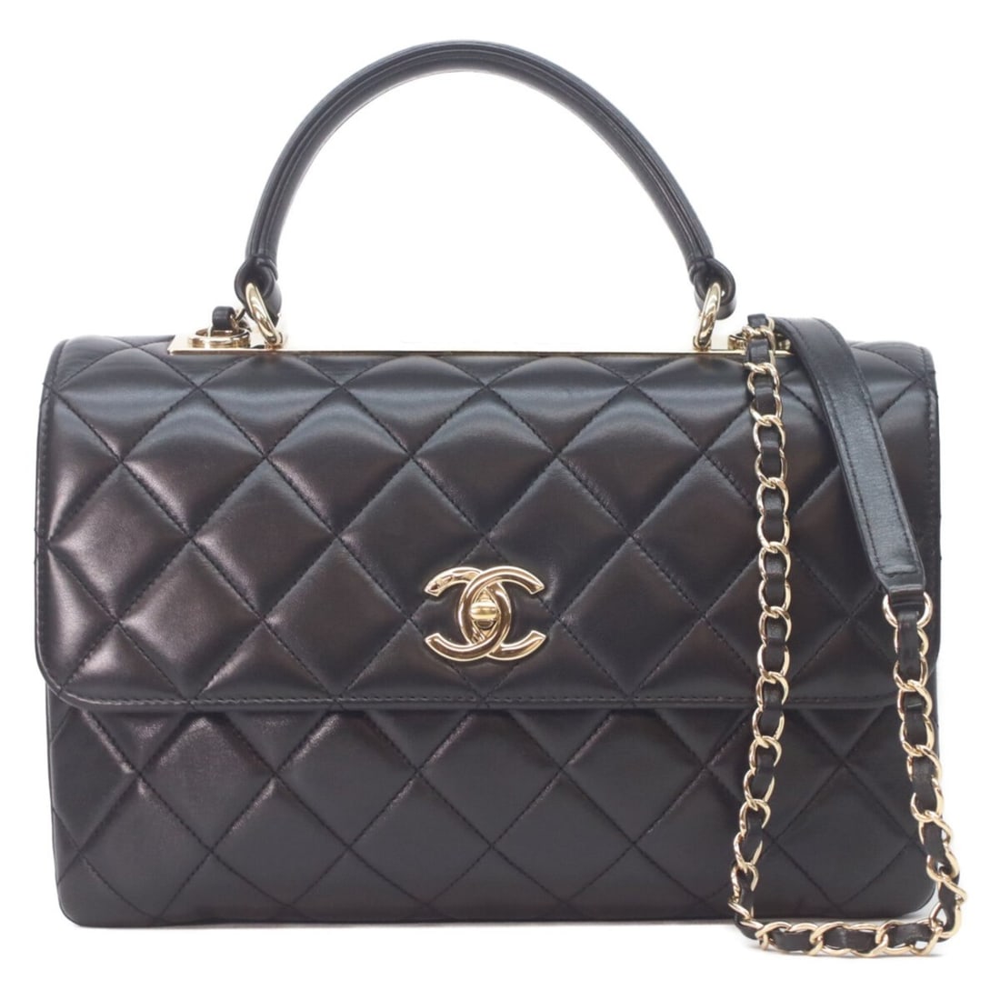 CHANEL A69923 Black Lambskin Gold Hardware Trendy CC 2-Way Handbag Shoulder Bag for Women (1 of 15)