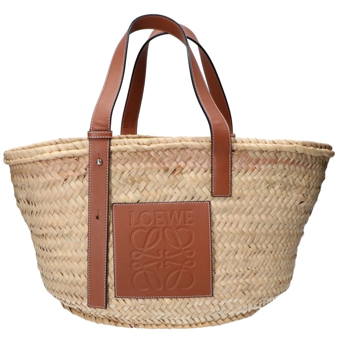 LOEWE 327.02.S92 Natural Tan Palm Leaf x Calf Embossed Anagram Raffia Basket Bag Medium Handbag -: --- Catalog ---Category: SizeSize (HxWxD): 26cm x 48cm x 21.5cm / 10.23'' x 18.89'' x 8.46''Category: DesignType: HandbagGender: WomenCategory: GeneralBrand: Loewe--- Item List ---Section: ConditionRa