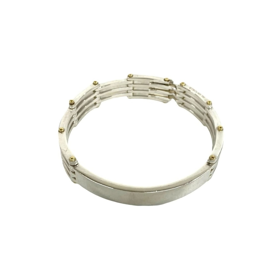TIFFANY&Co. Tiffany Gate ID Bracelet, Sterling Silver 925 & 10K Yellow Gold Bangle Accessory, (1 of 13)