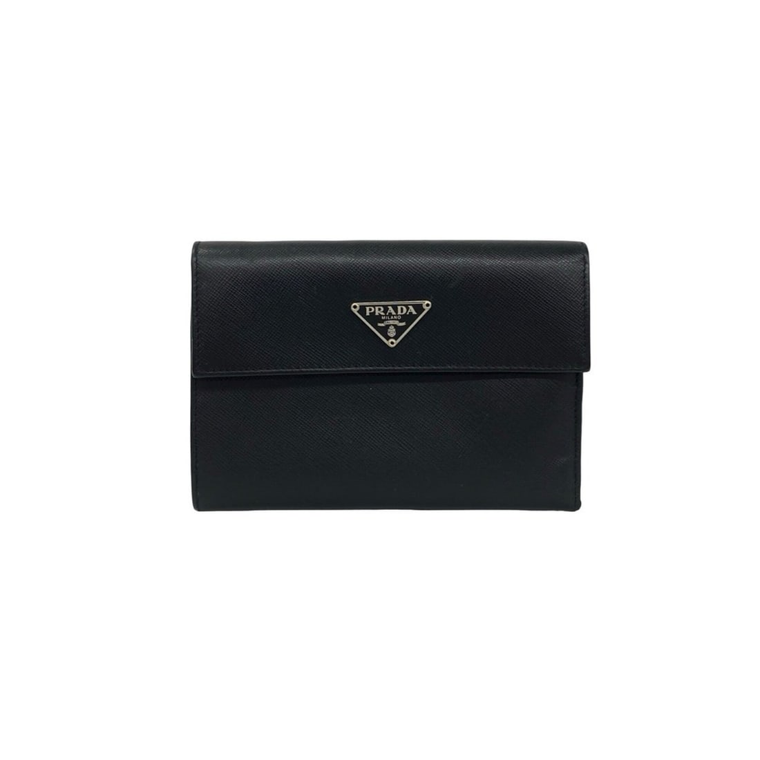 PRADA Tri-fold Wallet with Triangle Logo Hardware, Saffiano Leather, Genuine Billfold, Coin Purse,: --- Catalog ---Category: SizeSize (HxWxD): 10cm x 15cm x 2cm / 3.93'' x 5.9'' x 0.78''Category: DesignType: Wallet (tri-fold)Color: BlackGender: WomenMaterial: Leather Category: GeneralBrand: Prada---
