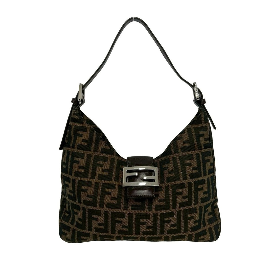 FENDI Zucca FF pattern canvas and leather shoulder bag, brown, 26018. (1 of 14)