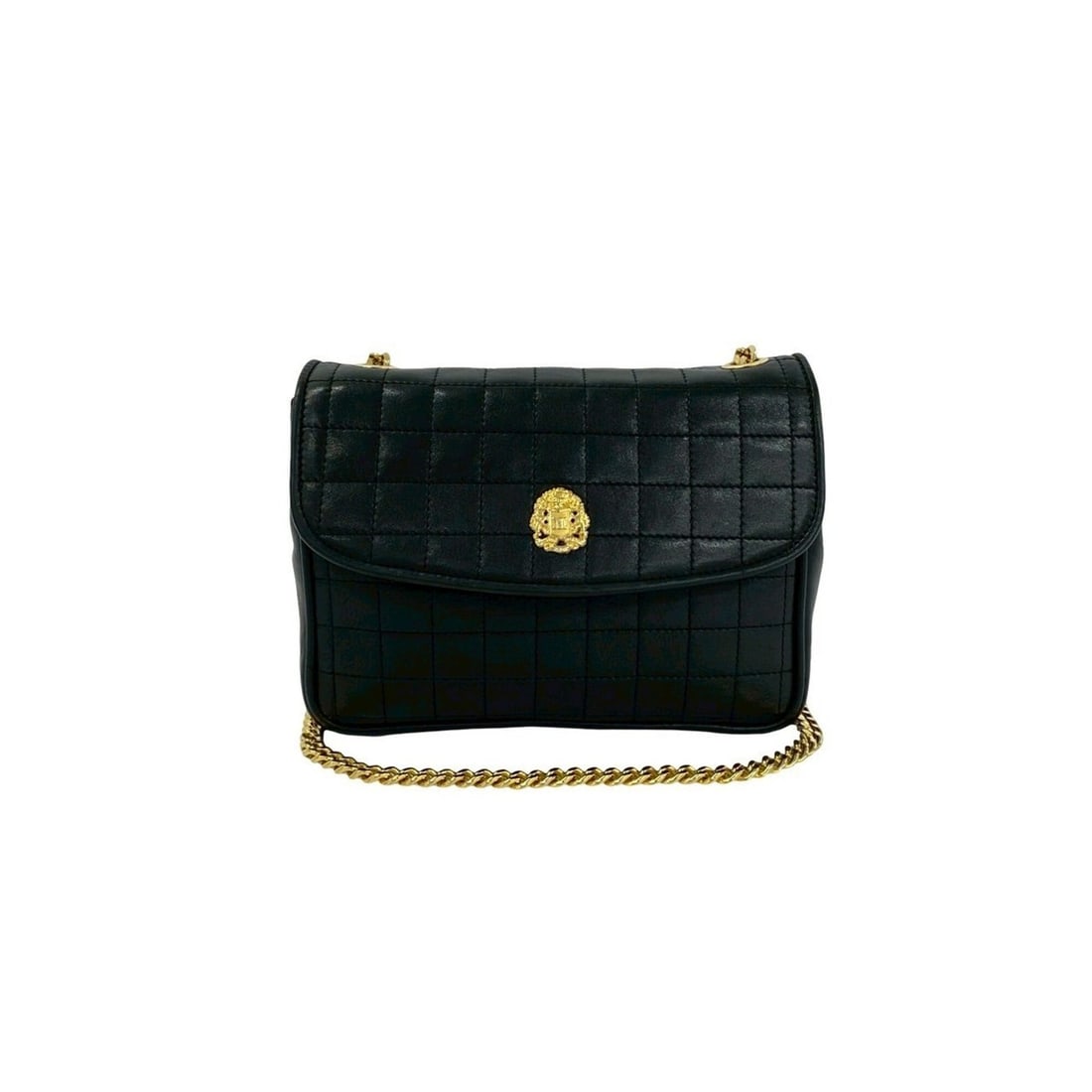 CELINE Vintage Triomphe Logo Hardware Quilted Leather Chain Shoulder Bag Black 19574: --- Catalog ---Category: SizeSize (HxWxD): 15cm x 19cm x 5cm / 5.9'' x 7.48'' x 1.96''Category: DesignType: Shoulder bagColor: BlackGender: WomenMaterial: Leather Category: GeneralBrand: Celine--- Ite