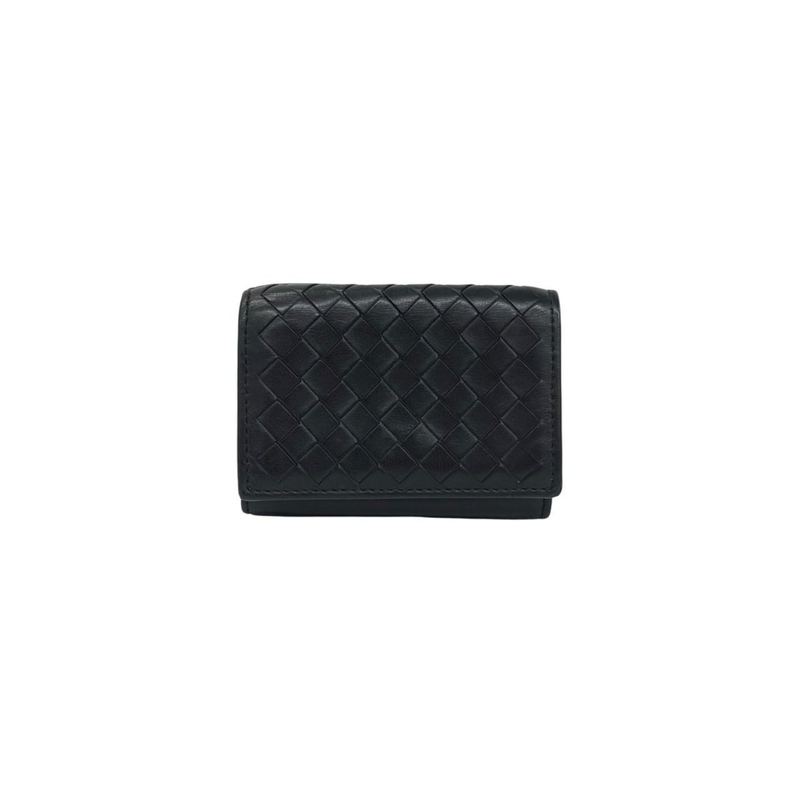 BOTTEGA VENETA Intrecciato Leather Tri-fold Wallet Mini Black 17458: --- Catalog ---Category: SizeSize (HxWxD): 7.5cm x 10cm x 3cm / 2.95'' x 3.93'' x 1.18''Category: DesignType: Wallet (tri-fold)Color: BlackGender: WomenMaterial: Leather Category: GeneralBrand: Botteg