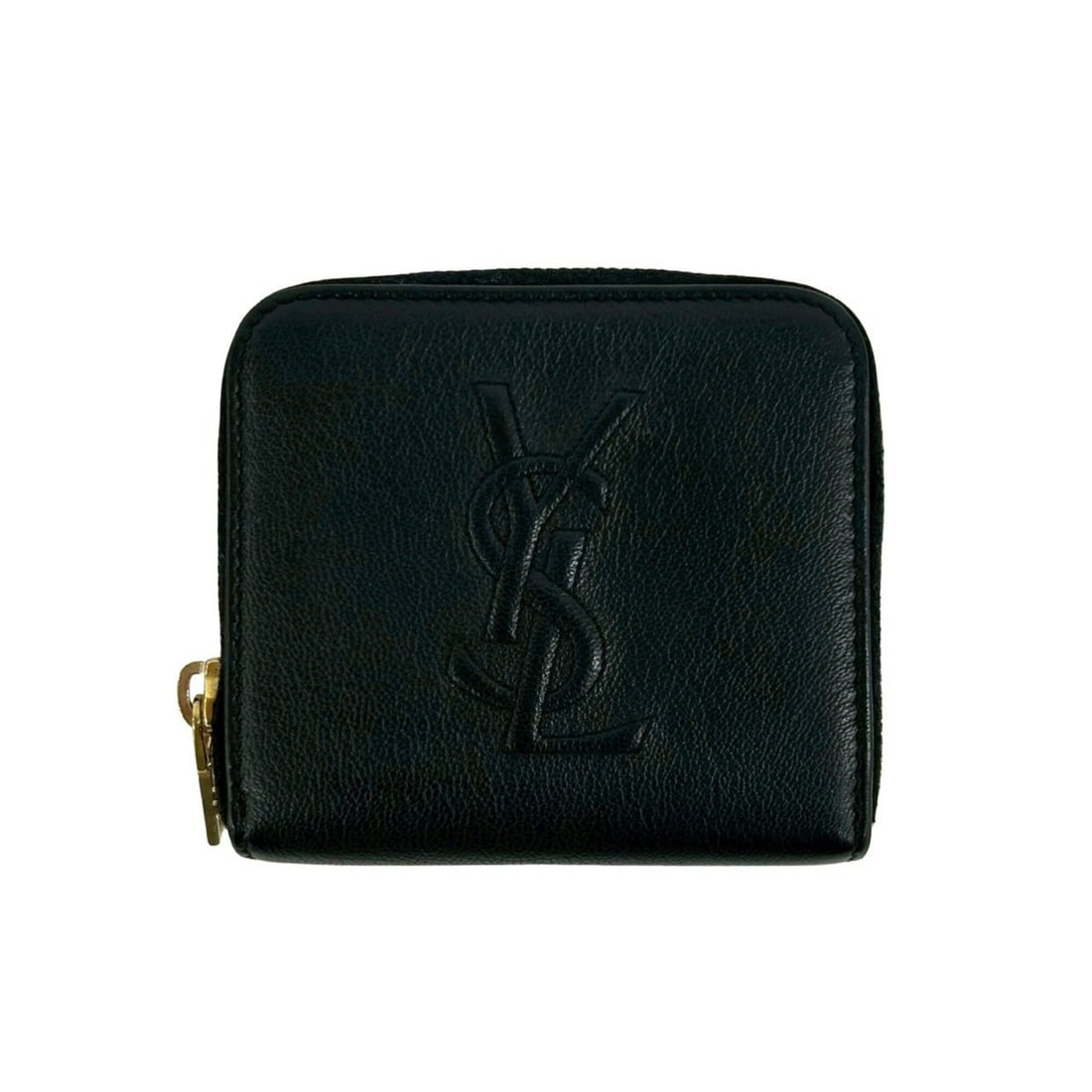 YVES SAINT LAURENT YSL Logo Leather Bi-fold Wallet with Round Zip, Black 62086: --- Catalog ---Category: SizeSize (HxWxD): 10cm x 11.5cm x 3cm / 3.93'' x 4.52'' x 1.18''Category: DesignType: Wallet (bi-fold)Color: BlackGender: WomenMaterial: Leather Category: GeneralBrand: Yves S
