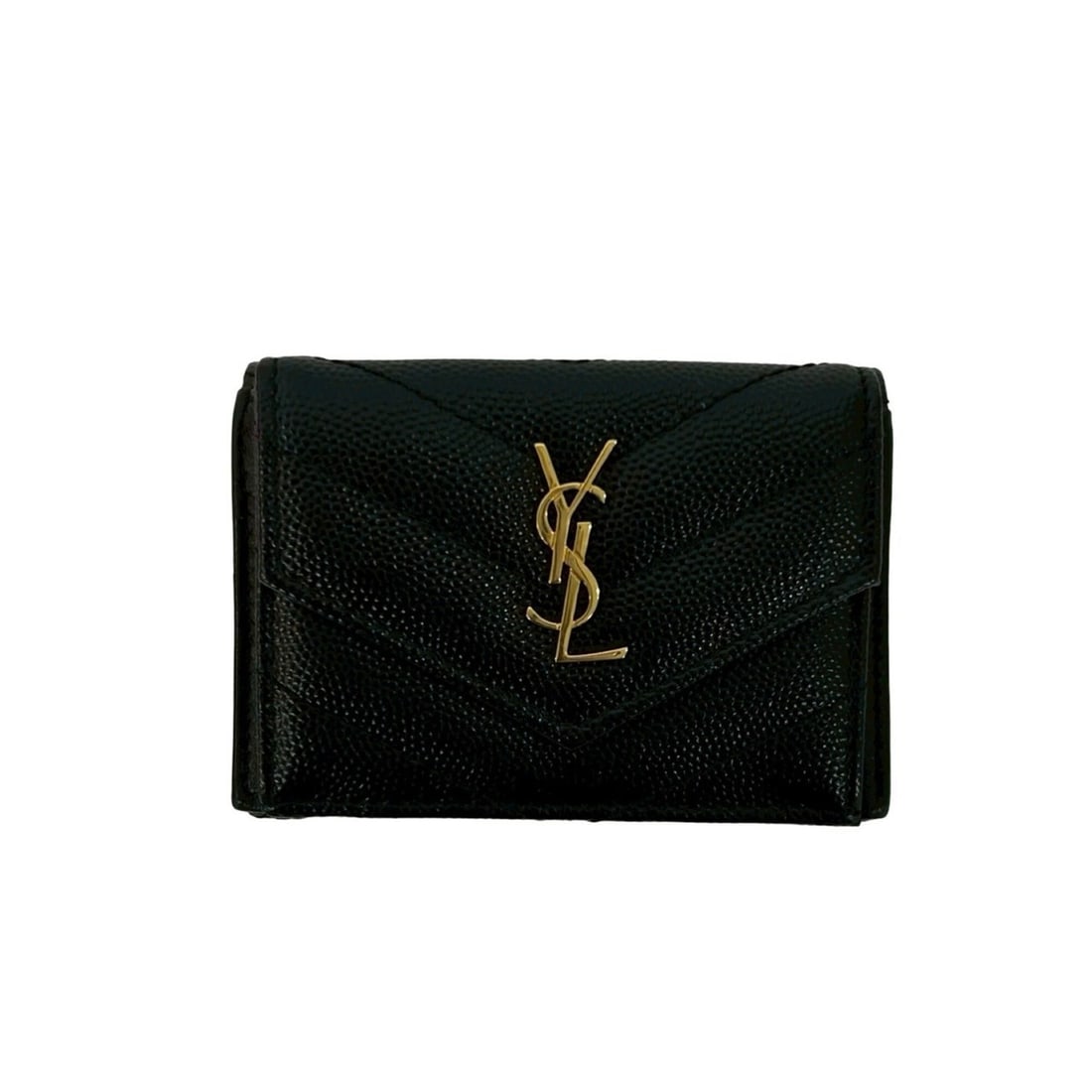 Yves Saint Laurent SAINT LAURENT PARIS YSL Logo Hardware Leather Tri-fold Mini Wallet Black 60063: --- Catalog ---Category: SizeSize (HxWxD): 6.5cm x 9.5cm x 4cm / 2.55'' x 3.74'' x 1.57''Category: DesignType: Wallet (tri-fold)Color: BlackGender: WomenMaterial: Leather Category: GeneralBrand: Saint