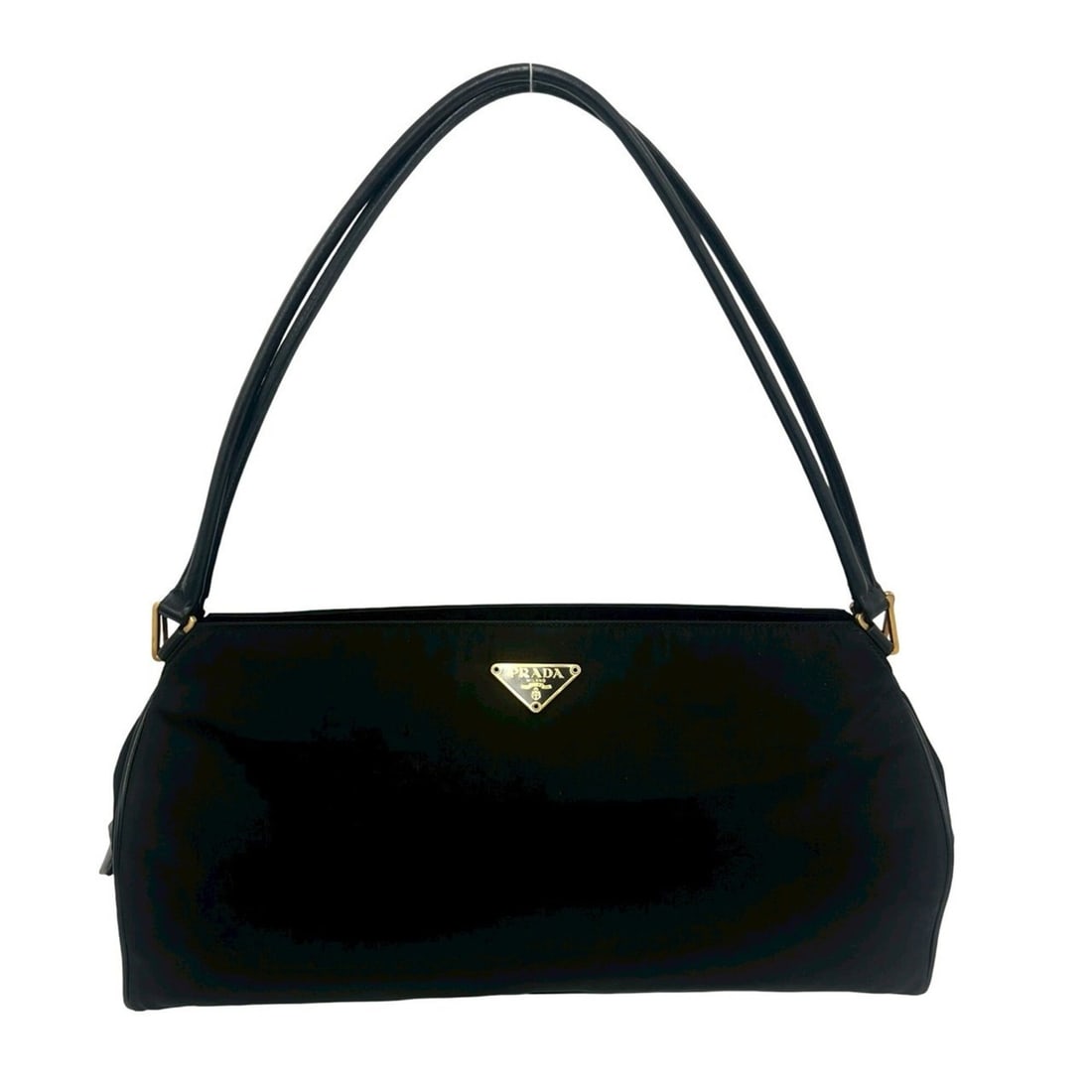 PRADA Prada Triangle Logo Hardware Nylon Leather Genuine Tote Bag Handbag Semi Shoulder Black 46235 (1 of 16)
