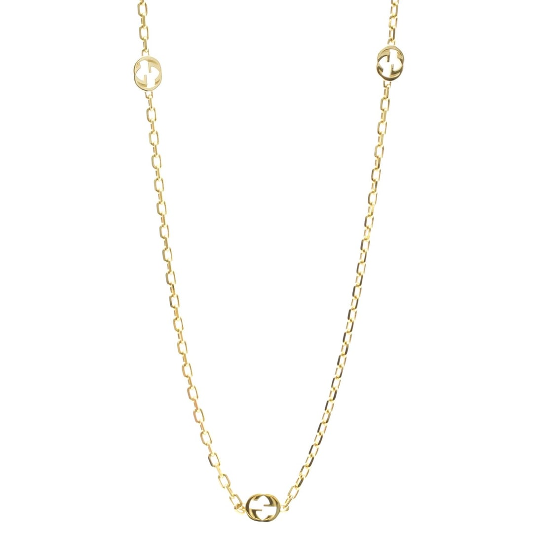 Gucci Interlocking G Necklace Yellow Gold (18K) No Stone Men,Women Fashion Pendant Necklace (Gold): --- Catalog ---Category: SizeWeight: 7.7g / 0.27oz.Neck Circumference: 37 cm - 41 cm / 14.56'' - 16.14''Category: DesignColor: GoldMetal: GoldStone: No StoneStyle: FashionGender: Men,WomenMaterial: Ye