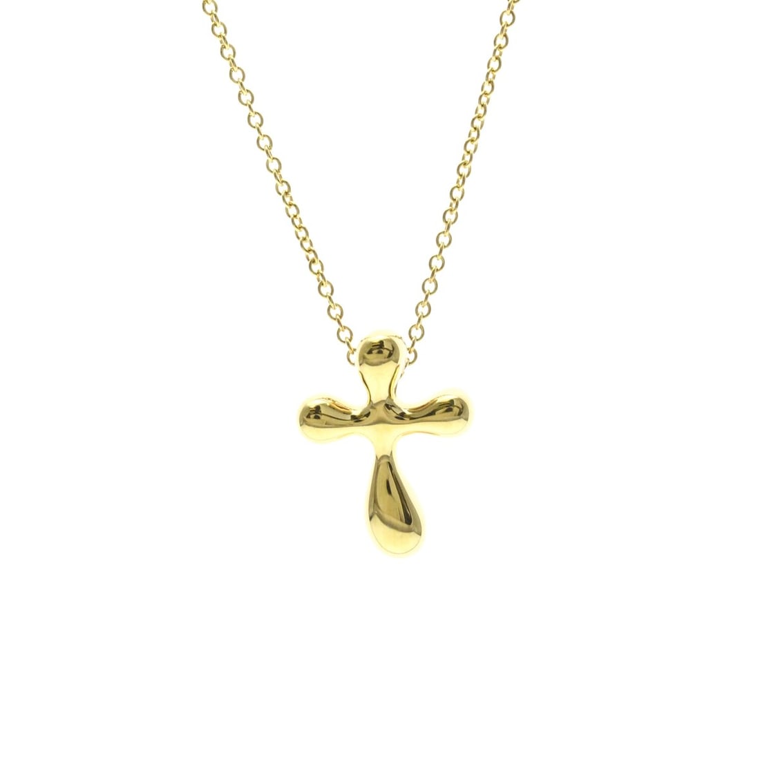 Tiffany Small Cross Necklace Yellow Gold (18K) No Stone Men,Women Fashion Pendant Necklace (Gold): --- Catalog ---Category: SizeWeight: 4.5g / 0.15oz.Pendant Size: 16.2mm x 12.3mm / 0.63'' x 0.48''Neck Circumference: 41 cm / 16.14''Category: DesignColor: GoldMetal: GoldStone: No StoneStyle: Fashion