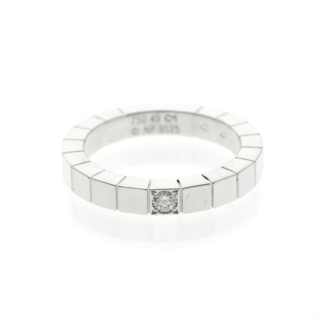 Cartier Lanieres 1P Diamond White Gold (18K) Fashion Diamond Band Ring Silver: --- Catalog ---Category: SizeWidth: 3.1mm / 0.12''Weight: 6g / 0.21oz.JP Size: 9US Size: 4 3/4Brand Size: 49Category: DesignType: Band ringColor: SilverMetal: White GoldStone: DiamondStyle: FashionGen