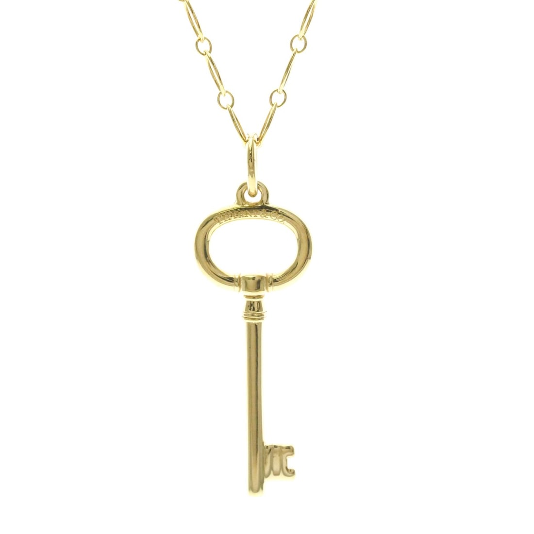Tiffany Oval Key Necklace Yellow Gold (18K) No Stone Women,Men Fashion Pendant Necklace (Gold): --- Catalog ---Category: SizeWeight: 6.4g / 0.22oz.Pendant Size: 34.3mm x 7.8mm / 1.35'' x 0.3''Neck Circumference: 46 cm / 18.11''Category: DesignColor: GoldMetal: GoldStone: No StoneStyle: FashionGe