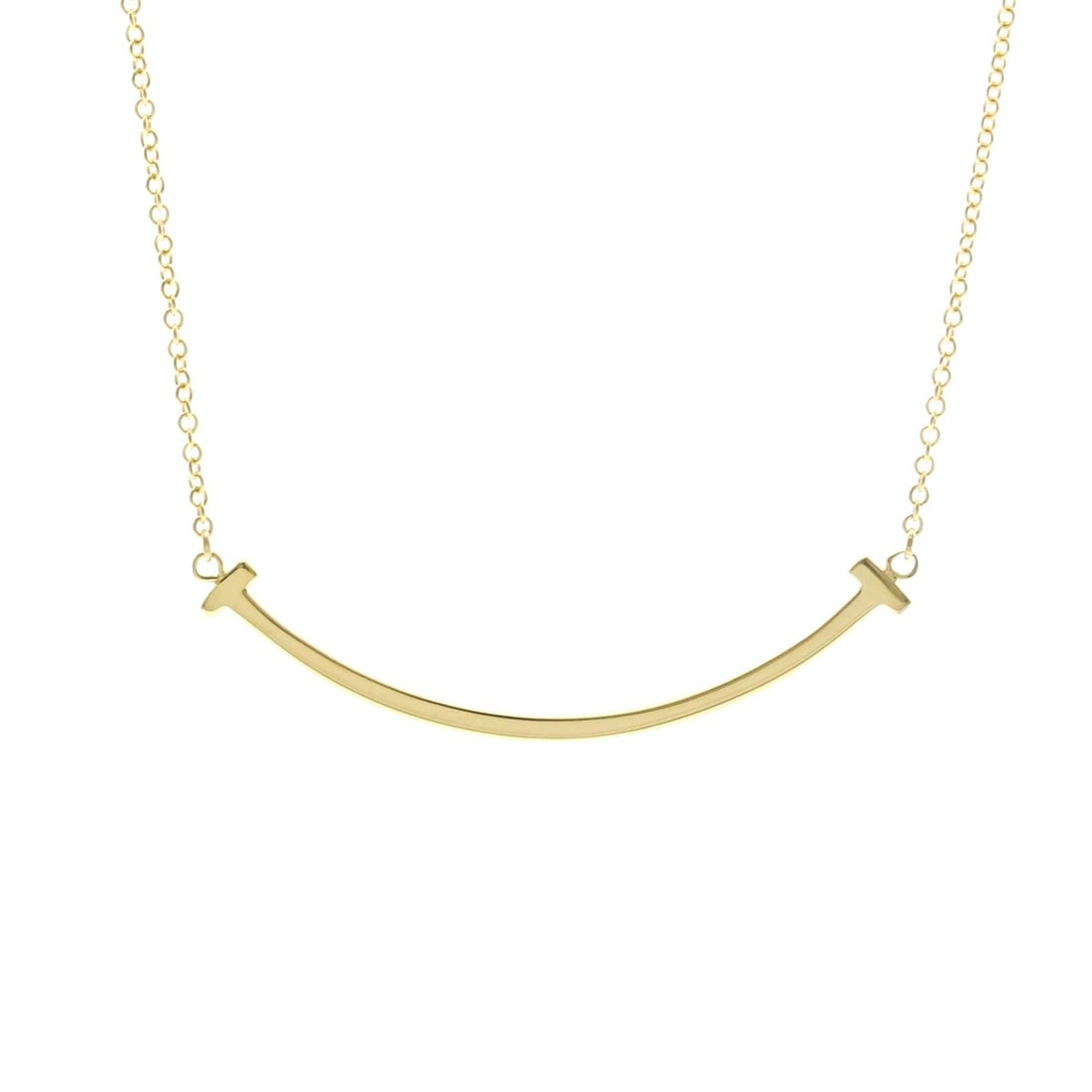 Tiffany Tiffany T Smile Small Size Necklace Yellow Gold (18K) No Stone Men,Women Fashion Pendant: --- Catalog ---Category: SizeWeight: 2.9g / 0.1oz.Neck Circumference: 40 cm - 45 cm / 15.74'' - 17.71''Category: DesignColor: GoldMetal: GoldStone: No StoneStyle: FashionGender: Men,WomenMaterial: Yel