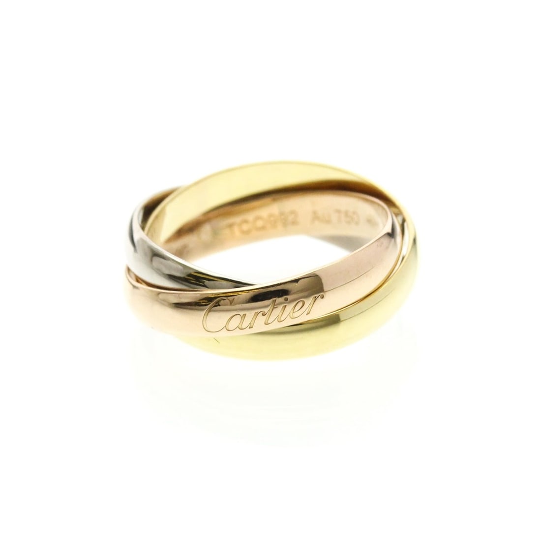 Cartier Trinity Yellow Gold (18K),Pink Gold (18K),White Gold (18K) Fashion No Stone Band Ring Gold: --- Catalog ---Category: SizeWidth: 2.8mm / 0.11''Weight: 3.6g / 0.12oz.JP Size: 13Brand Size: 43Category: DesignType: Band ringColor: GoldMetal: Gold, White GoldStone: No StoneStyle: FashionGender: