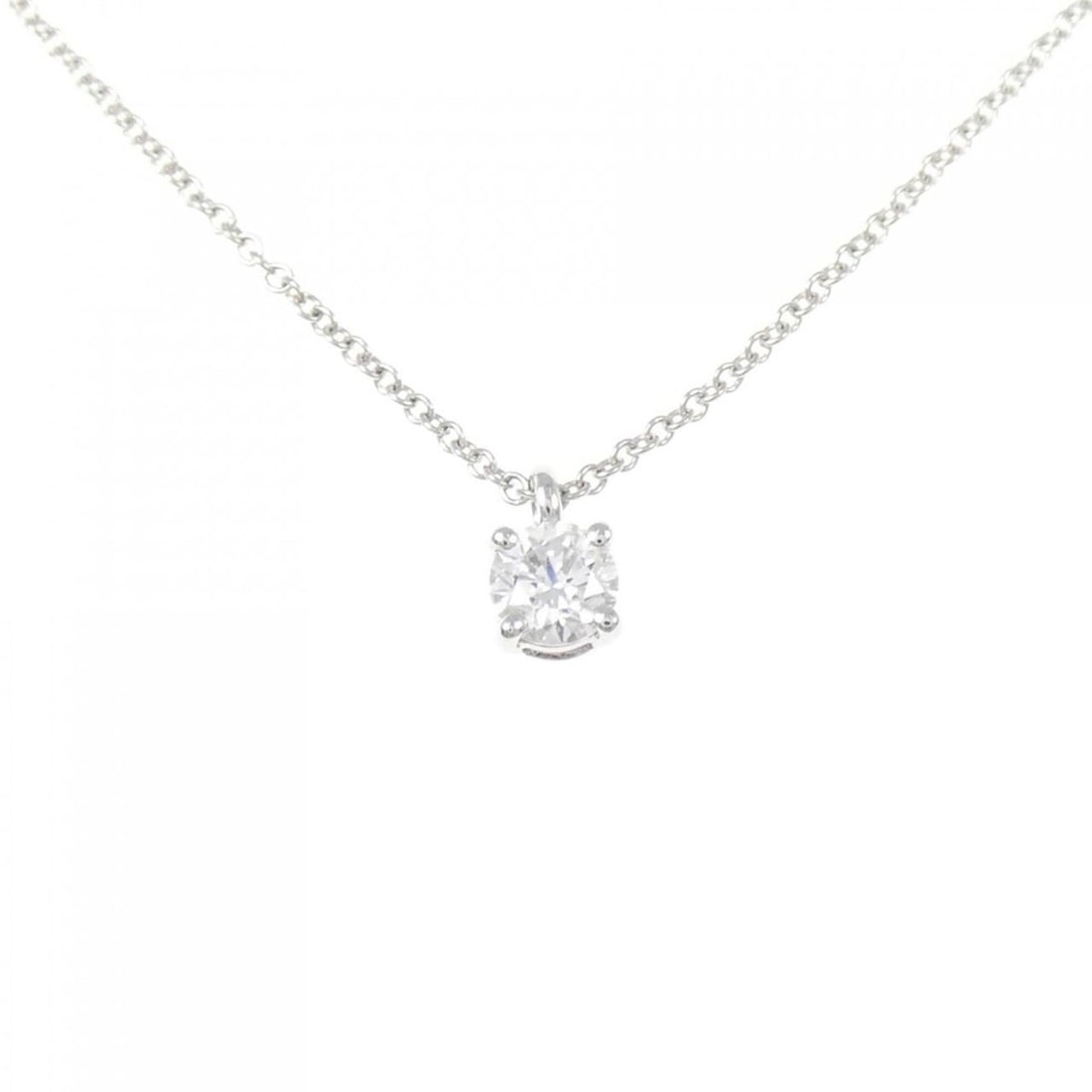 Tiffany Solitaire Necklace: --- Catalog ---Category: SizePendant Size: 6.3mm x 4mm / 0.24'' x 0.15''Neck Circumference: 41 cm / 16.14''Category: DesignStone: DiamondGender: WomenMaterial: Platinum 950Pendant Type:
