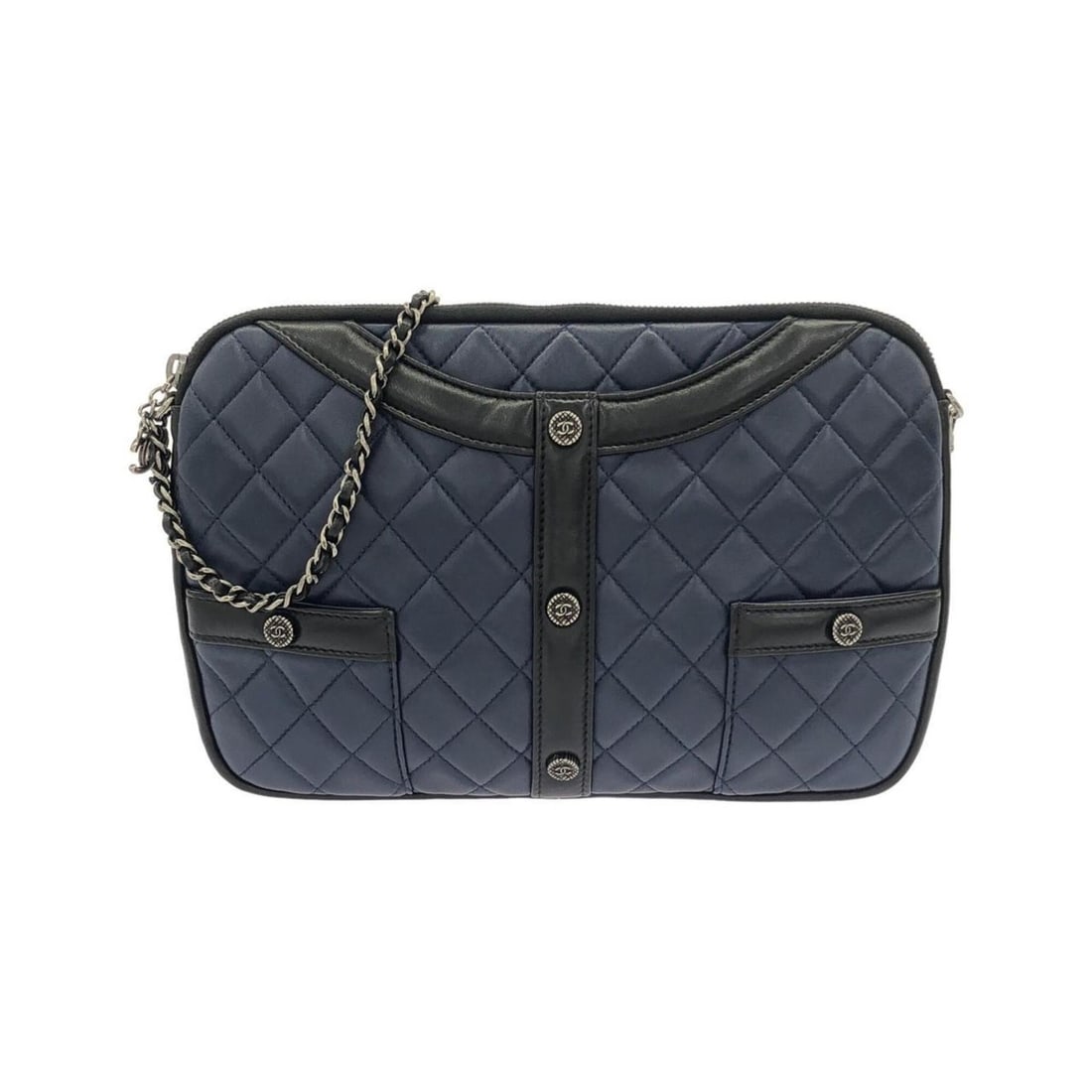 Chanel Girl Line 91386 Shoulder Bag: --- Catalog ---Category: SizeSize (HxWxD): 20cm x 27cm x 2cm / 7.87'' x 10.62'' x 0.78''Category: DesignType: Shoulder bagColor: Black, NavyGender: WomenMaterial: Leather Leather/Fur Type: