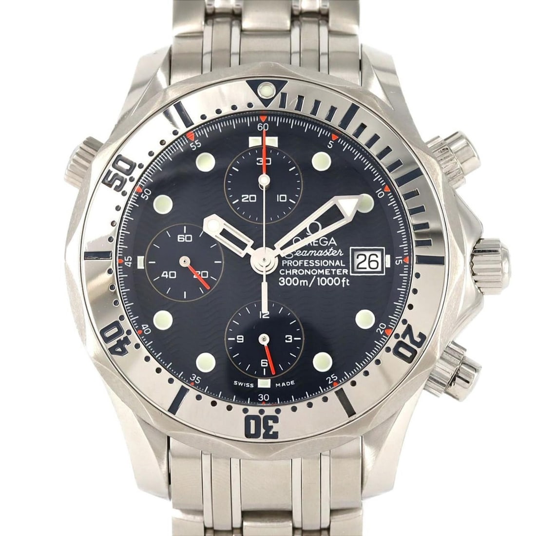 Omega Seamaster Pro Chronograph 2598.80 Stainless Steel Automatic Watch: --- Catalog ---Category: SizeWrist Size: 18.5cm / 7.28''Case Diameter: 42.5mm / 1.67''Category: DesignType: WristwatchGender: MenColor (Dial): BlueMaterial (Band): Stainless steelMaterial (Case): Stai