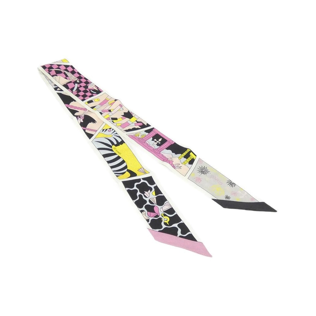 Hermes Factory Suite Twilly 063975S Scarf/Muffler: --- Catalog ---Category: SizeSize (LxW): 86cm x 5cm / 33.85'' x 1.96''Category: DesignType: ScarfColor: BlackGender: Women,MenMaterial: Silk Category: GeneralMPN: M51510Brand: Hermes--- Item List ---S