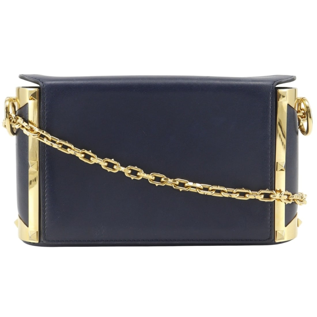 Valentino Garavani Studs Chain Shoulder Bag, Lambskin, Navy, Magnetic Closure, Women's: --- Catalog ---Category: SizeSize (HxWxD): 13cm x 23.5cm x 6.5cm / 5.11'' x 9.25'' x 2.55''Category: DesignType: Shoulder bagColor: NavyGender: WomenMaterial: Leather Leather/Fur Type: LambskinCategor