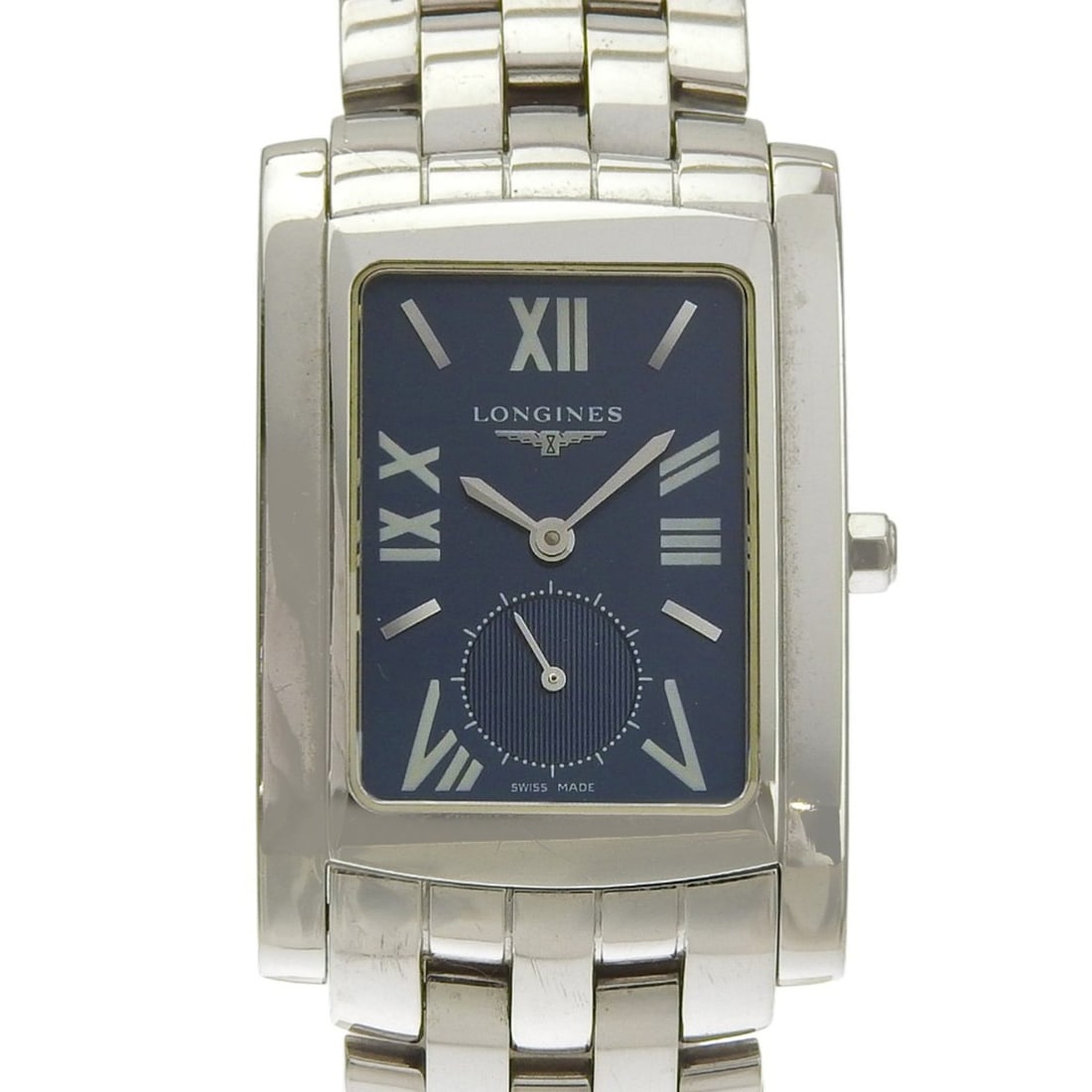 Longines DolceVita watch L5.655.4, stainless steel, silver, quartz, small seconds, navy dial, men's.: --- Catalog ---Category: SizeWrist Size: 18.5cm / 7.28''Case Diameter: 26mm / 1.02''Category: DesignType: WristwatchGender: MenColor (Dial): NavyMaterial (Band): Stainless steelMaterial (Case): Stainl