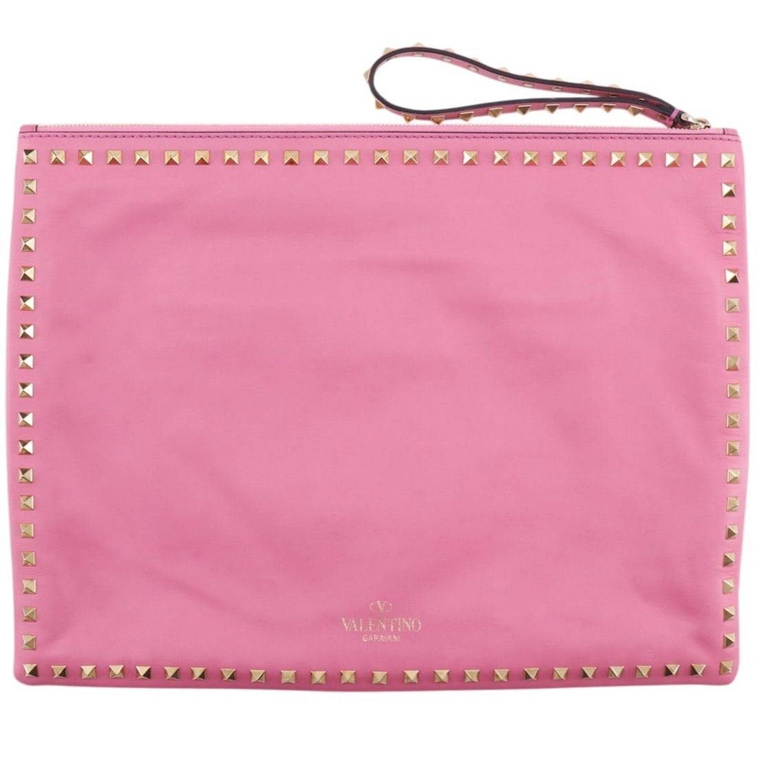 Valentino Rockstuds Clutch Bag, Leather, Pink, Women's: --- Catalog ---Category: SizeSize (HxWxD): 30cm x 40cm x 15cm / 11.81'' x 15.74'' x 5.9''Category: DesignType: Clutch bagColor: PinkGender: WomenMaterial: Leather Category: GeneralBrand: Valentino--- 