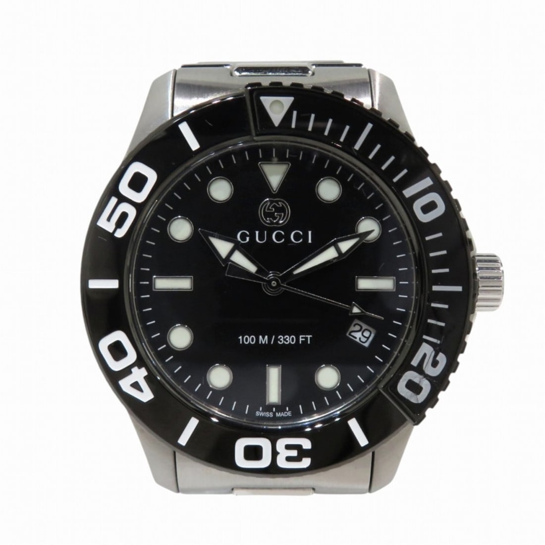Gucci Timeless Diver Watch, Total Weight 166.5g, Stainless Steel, Quartz, Black Dial, YA126279: --- Catalog ---Category: SizeWrist Size: 19cm / 7.48''Case Diameter: 45mm / 1.77''Category: DesignType: WristwatchGender: MenColor (Dial): BlackMaterial (Band): Stainless steelMaterial (Case): Stainle