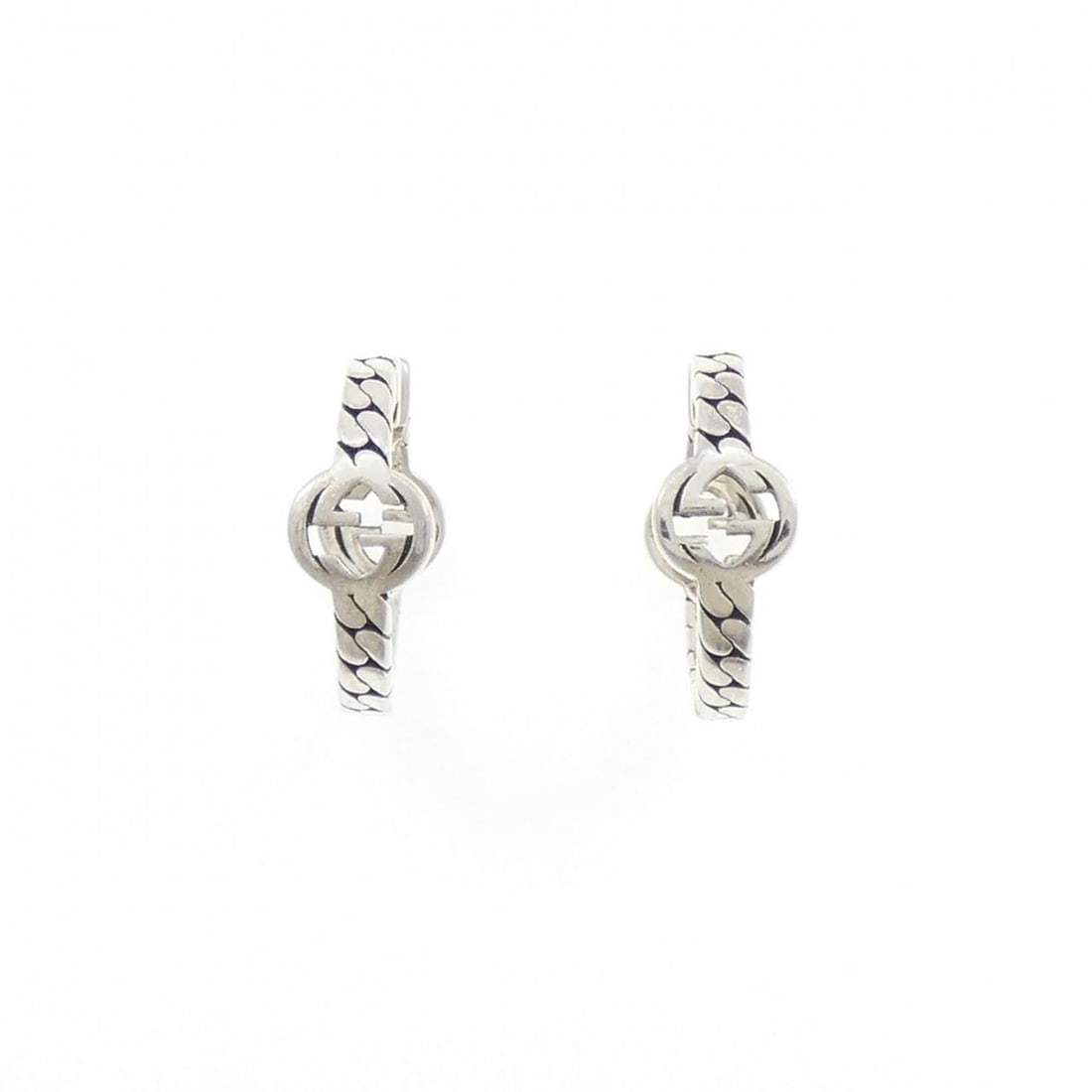 Gucci Interlocking G Hoop Earrings: --- Catalog ---Category: SizeSize (HxWxD): 18.00mm x 6.90mm / 0.71'' x 0.27''Category: DesignType: Hoop earringsGender: WomenMaterial: Silver 925Category: GeneralMPN: 675122 J8400 0728Brand: Gucci---