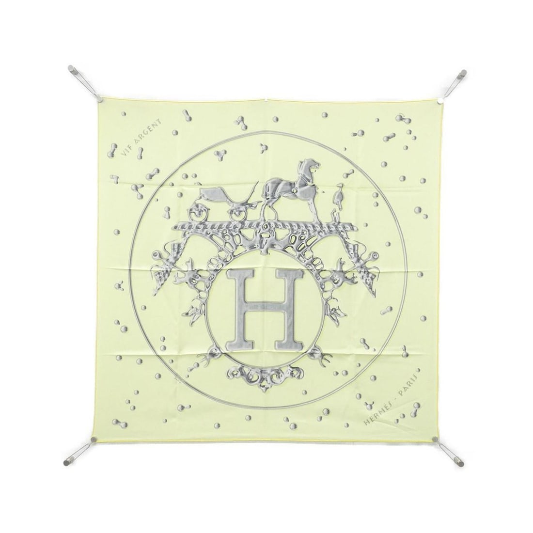 Hermes VIF ARGENT Carre Scarf Muffler: --- Catalog ---Category: SizeSize (LxW): 90cm x 90cm / 35.43'' x 35.43''Category: DesignType: ScarfColor: YellowGender: WomenMaterial: Silk Category: GeneralBrand: Hermes--- Item List ---Section:
