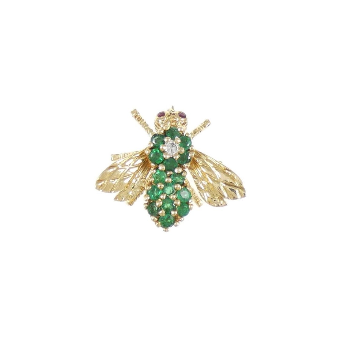 Tiffany & Co. Emerald Brooch: --- Catalog ---Category: SizeWeight: 4g / 0.14oz.Size (HxWxD): 1.82cm x 2.02cm / 0.71'' x 0.79''Category: DesignType: BroochStone: EmeraldGender: WomenMaterial: Yellow gold (18K)Category: GeneralBrand