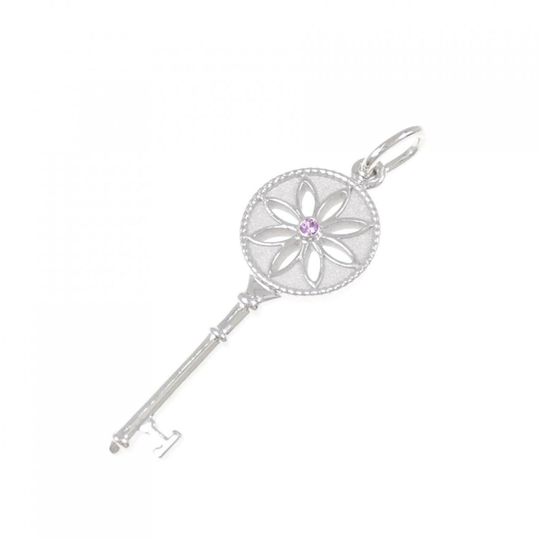Tiffany Daisy Key Pendant: --- Catalog ---Category: SizePendant Size: 39.5mm x 12.1mm / 1.55'' x 0.47''Category: DesignColor: White goldGender: WomenMaterial: White goldPendant Type: PendantCategory: GeneralBrand: Tiffany--- It