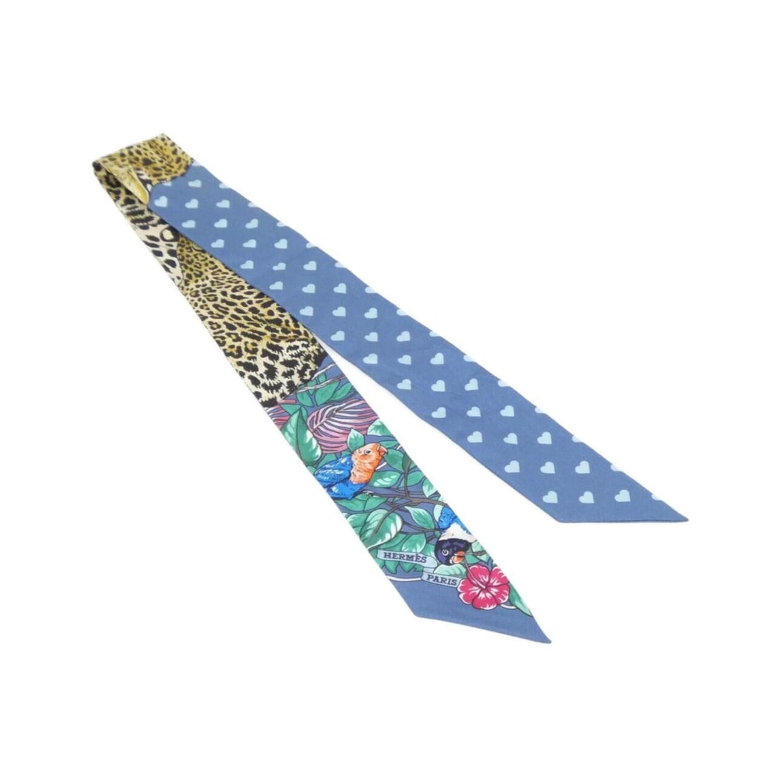 Hermes JUNGLE LOVE Twilly 063513S Scarf Muffler: --- Catalog ---Category: SizeSize (LxW): 5cm x 86cm / 1.96'' x 33.85''Category: DesignType: ScarfColor: BlueGender: Men,WomenMaterial: Silk Category: GeneralMPN: 063513SBrand: Hermes--- Item List