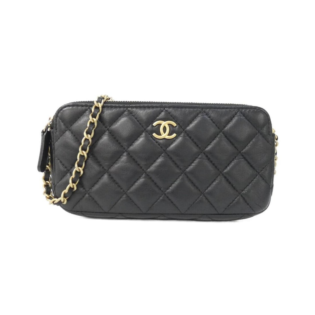 Chanel AP0103 Wallet Chain: --- Catalog ---Category: SizeSize (HxWxD): 9cm x 18cm x 3cm / 3.54'' x 7.08'' x 1.18''Category: DesignType: Chain/Shoulder walletColor: BlackGender: WomenMaterial: Leather Leather/Fur Type: