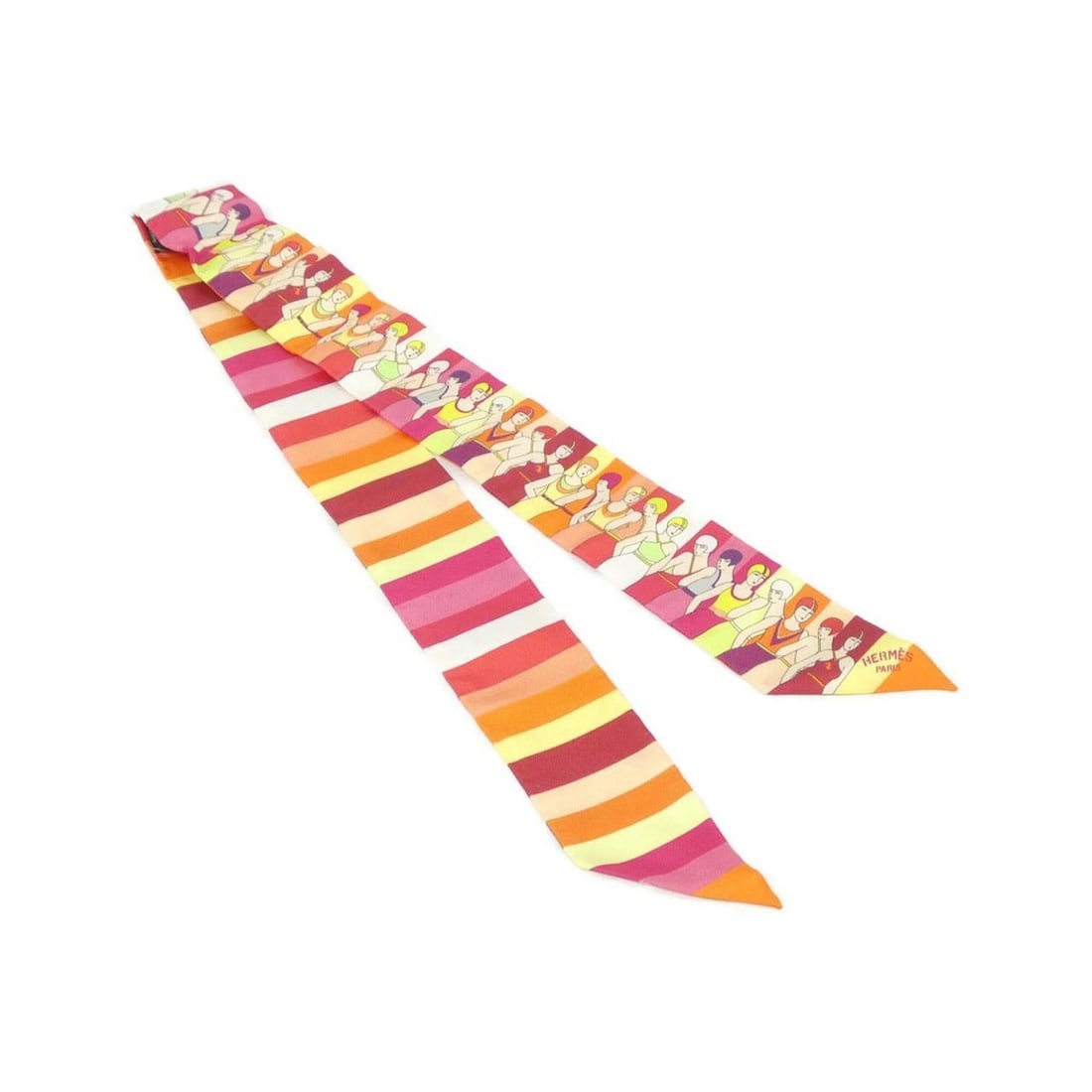 Hermes Twilly 062748S Scarf Muffler: --- Catalog ---Category: SizeSize (LxW): 86cm x 5cm / 33.85'' x 1.96''Category: DesignType: ScarfColor: Orange, Pink, WhiteGender: WomenMaterial: Silk Category: GeneralMPN: 062748SBrand: Hermes---