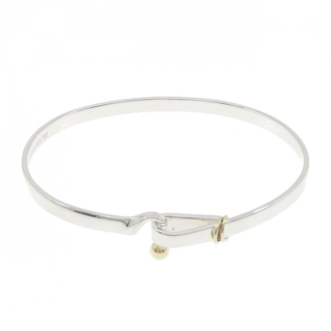 Tiffany Hook & Eye Bangle: --- Catalog ---Category: SizeLength: 18cm / 7.08''Category: DesignType: BangleGender: WomenMaterial: Silver 925, Yellow gold (18K)Category: GeneralBrand: Tiffany--- Item List ---Section: ConditionRank