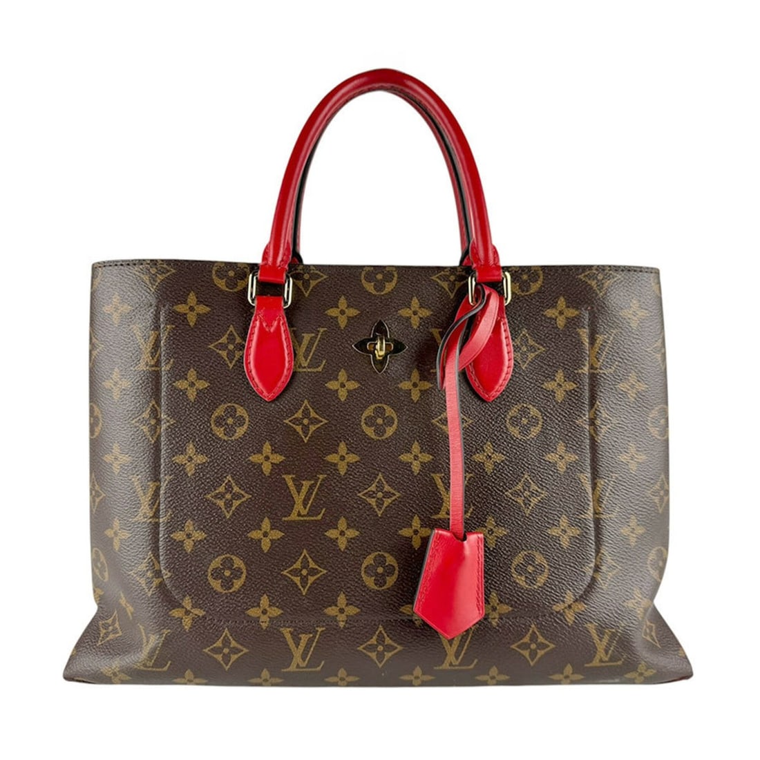 Louis Vuitton LOUIS VUITTON Handbag Shoulder Bag Monogram Flower Tote Canvas Brown Red Gold Women's: --- Catalog ---Category: SizeSize (HxWxD): 24cm x 35cm x 13cm / 9.44'' x 13.77'' x 5.11''Category: DesignType: Handbag, Shoulder bagColor: Brown, Monogram, Red colorGender: WomenMaterial: Monogram
