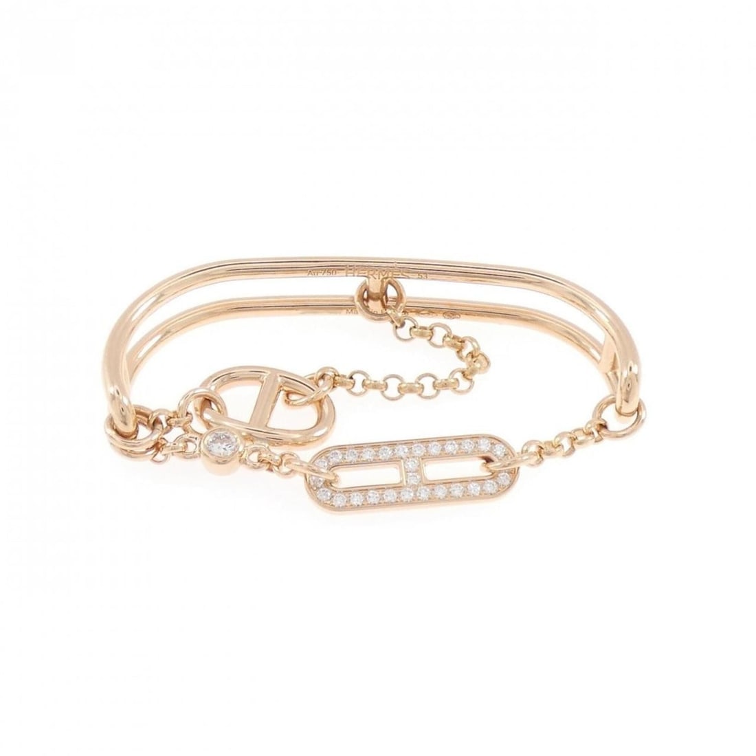 Hermes Hermès Chaine d'Ancre Chaos Ring: --- Catalog ---Category: SizeWidth: 9.7mm / 0.38''Weight: 6.6g / 0.23oz.JP Size: 13US Size: 6.5Category: DesignType: Band ringStone: DiamondGender: WomenMaterial: Pink gold (18K)Category: GeneralLine: