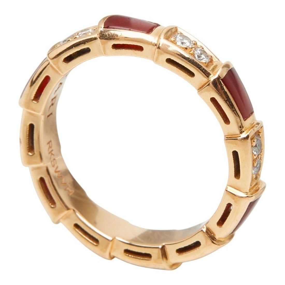 Bulgari Serpenti Viper Ring, Size #50, 18KPG Pink Gold, Au750 stamped, Women's, BVLGARI: --- Catalog ---Category: SizeJP Size: 9.5US Size: 5Category: DesignType: Band ringGender: WomenMaterial: Pink gold (18K)Category: GeneralBrand: Bvlgari--- Item List ---Section: ConditionRanking: Rank 