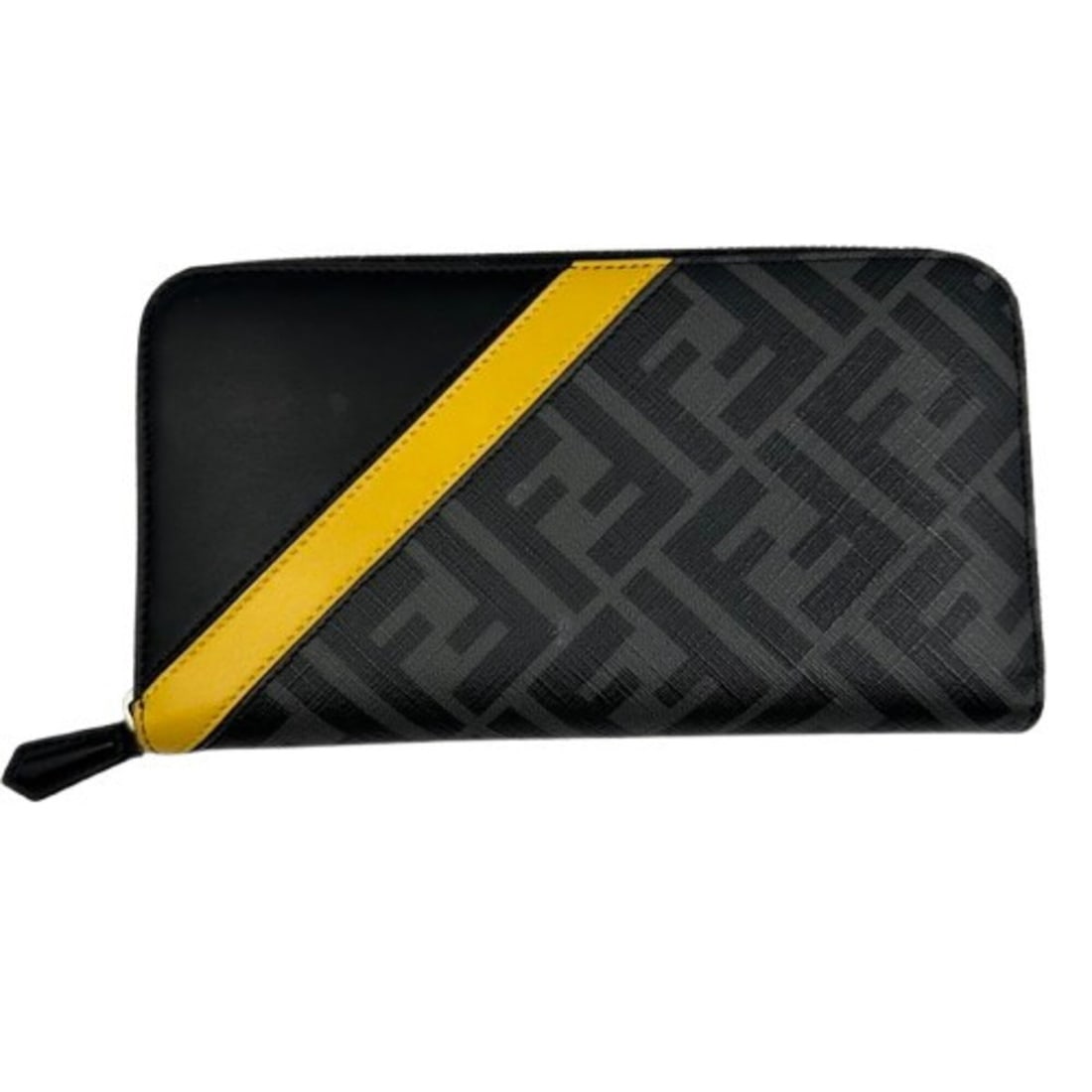 FENDI long wallet, Zucca pattern, yellow, for men.: --- Catalog ---Category: SizeSize (HxWxD): 10.5cm x 19cm x 2.5cm / 4.13'' x 7.48'' x 0.98''Category: DesignType: Long wallet (bi-fold)Color: Black, YellowGender: MenMaterial: Leather Category: General
