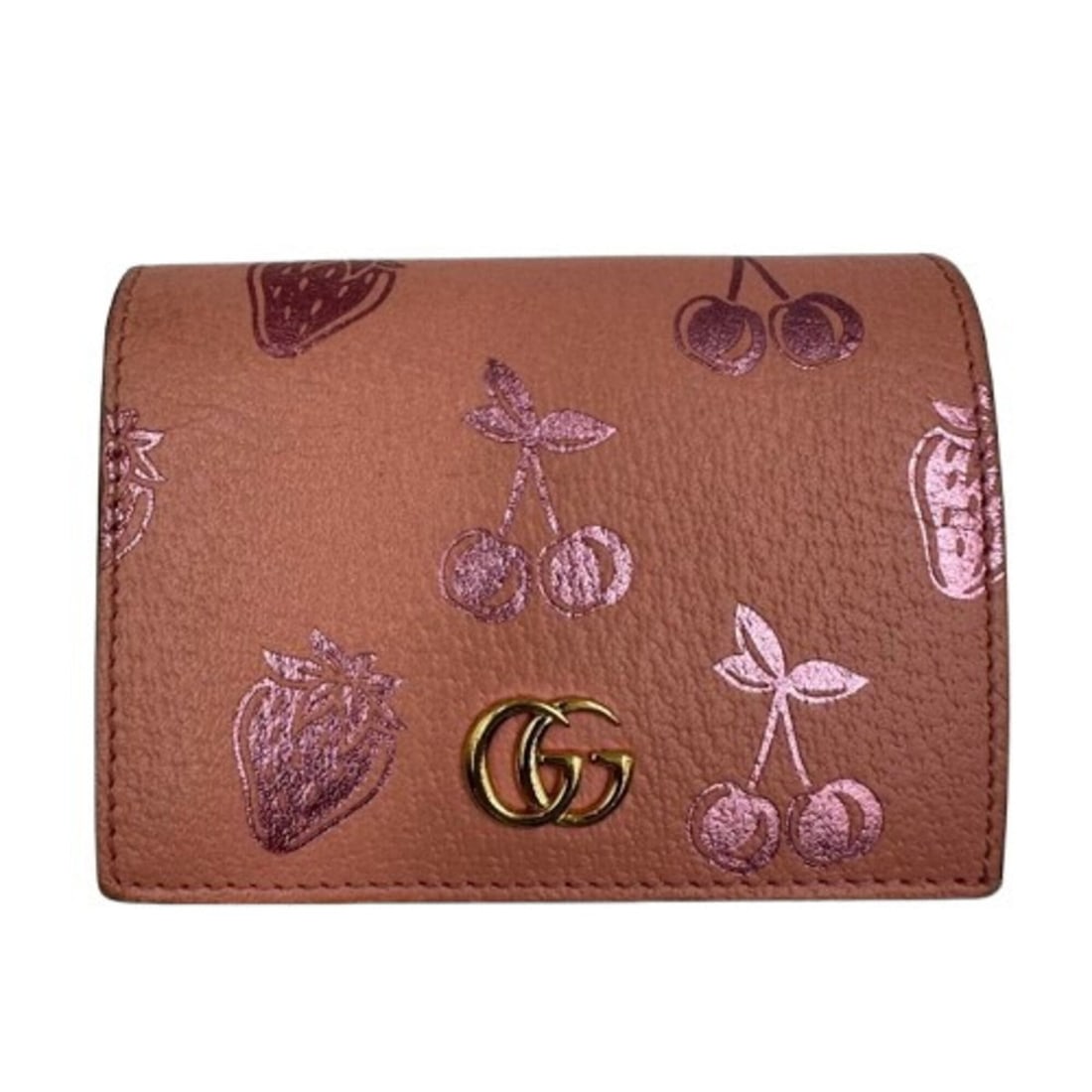 GUCCI folding wallet 456126 Cherry Compact Wallet Pink: --- Catalog ---Category: SizeSize (HxWxD): 8.5cm x 11cm x 2.8cm / 3.34'' x 4.33'' x 1.1''Category: DesignType: Card walletColor: PinkGender: WomenMaterial: Leather Category: GeneralMPN: 456126Brand: G