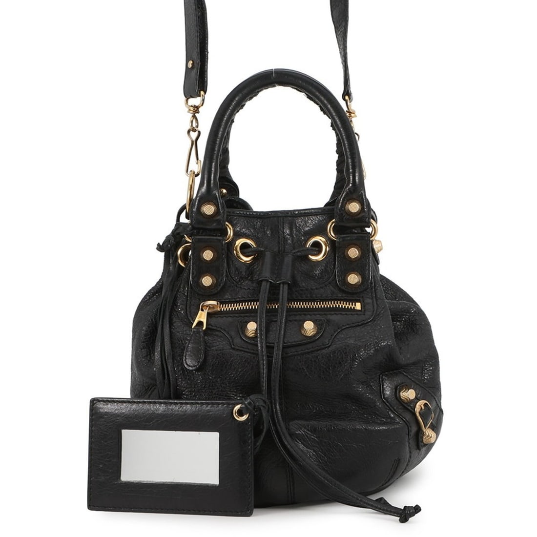 Balenciaga Giant Mini Pom Leather Handbag 285439 BALENCIAGA 2-way: --- Catalog ---Category: SizeSize (HxWxD): 25cm x 30.5cm x 16.5cm / 9.84'' x 12'' x 6.49''Category: DesignType: Handbag, Shoulder bagColor: BlackGender: WomenMaterial: Leather Hardware Color: GoldCate